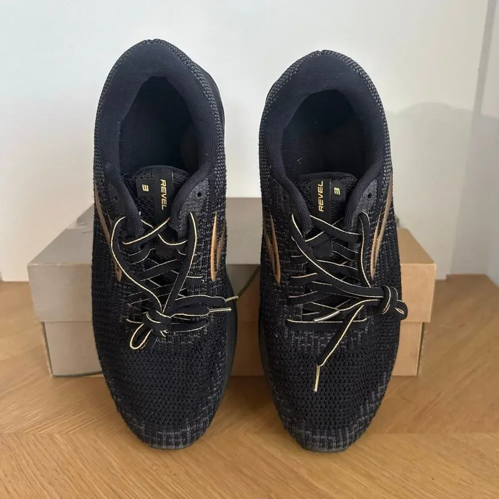Brooks Revel 3 Black/Gold Men Running Sneakers- SZ 10